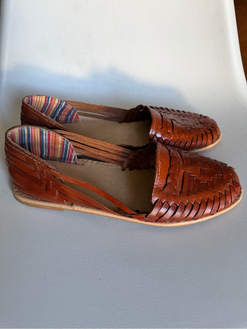 Woven Leather Moccasin Flats in Brown - Women